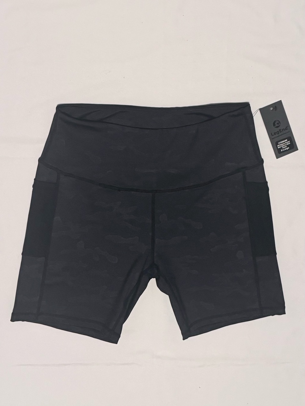 Legend Black Emboss Printed Biker Short With Mesh Pocket Size XL